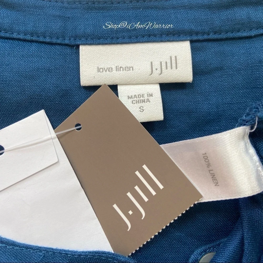 J.Jill NWT seaside blue linen side tie tunic top *shop@iamwarrior